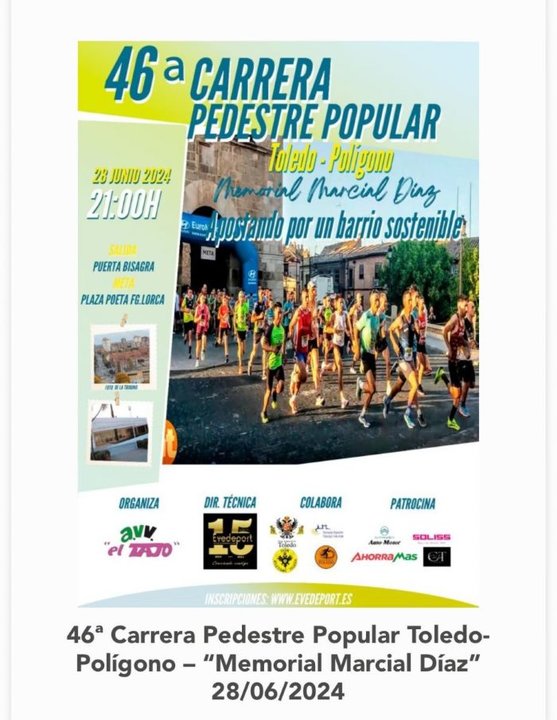 46 carrera pedestre popular Toledo-Polígono. 28 de junio. 21.00 h