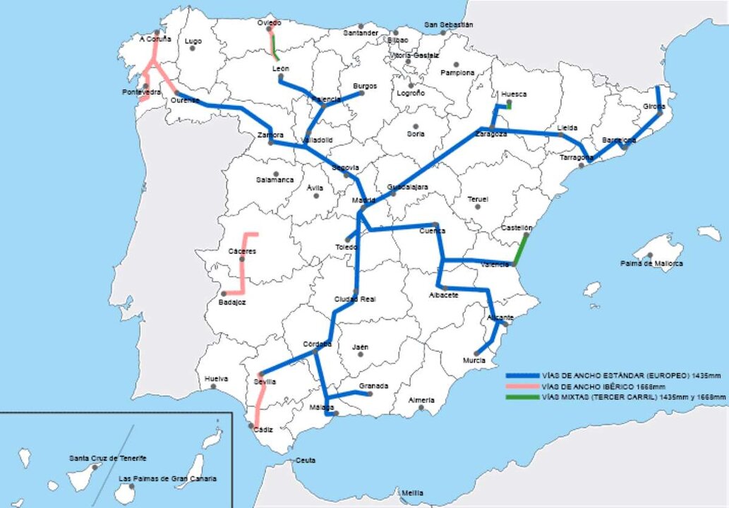 Línas de Alta Velocidad en España 2024