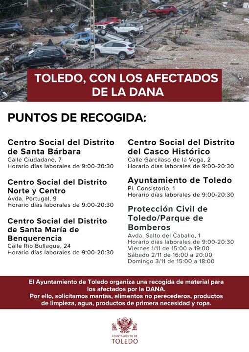 Toledo recogida material y alimentos DANA