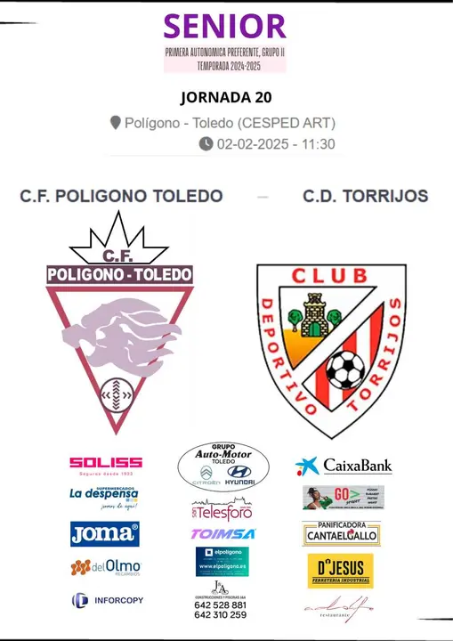 CF Poligono vs CD Torrijos. Domingo 2 de febrero, 11.30 h